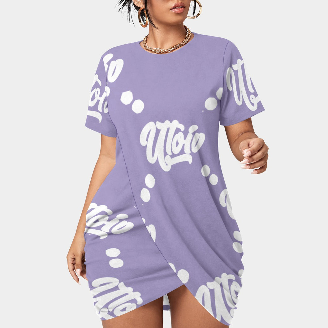 UTO IV Women’s Stacked Hem Dress With Short Sleeve（Plus Size）