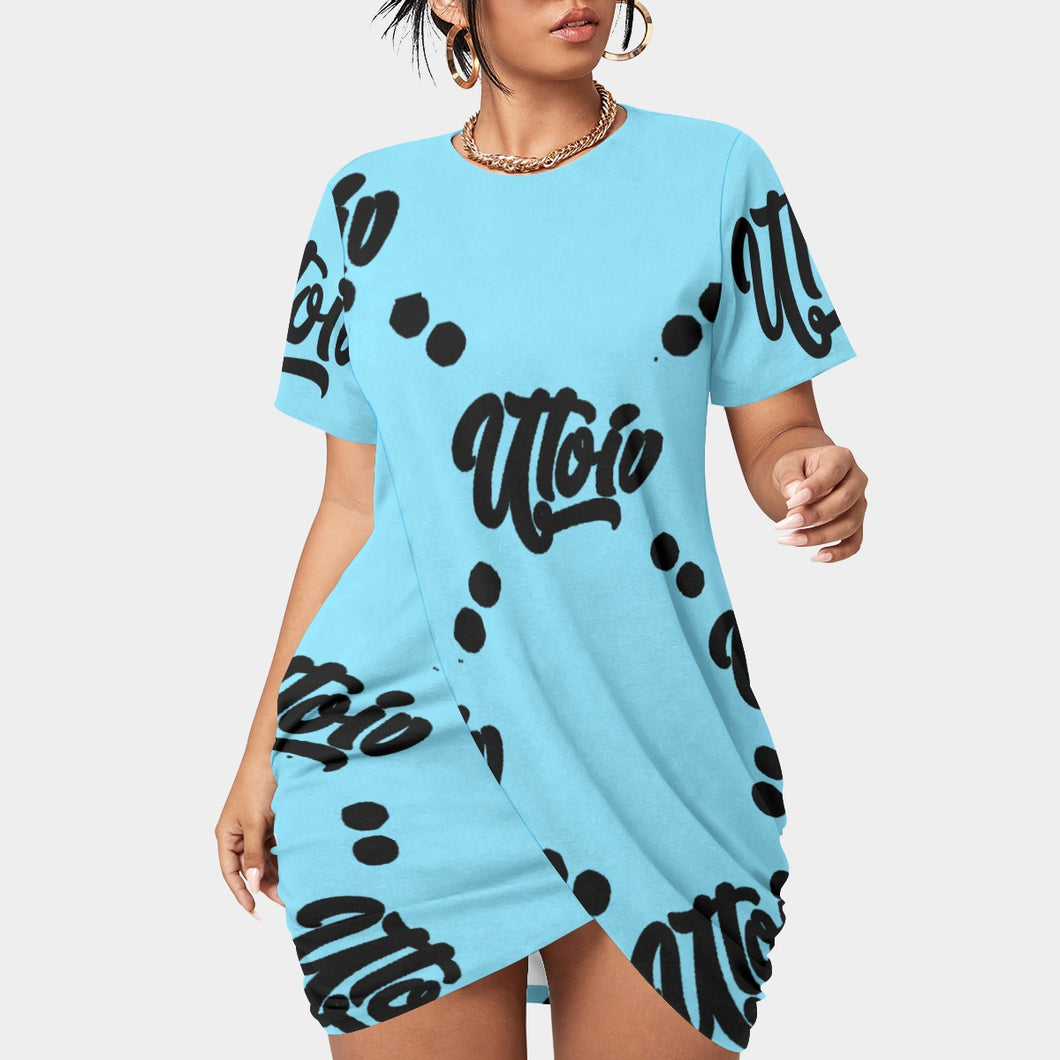 UTO IV Women’s Stacked Hem Dress With Short Sleeve（Plus Size）